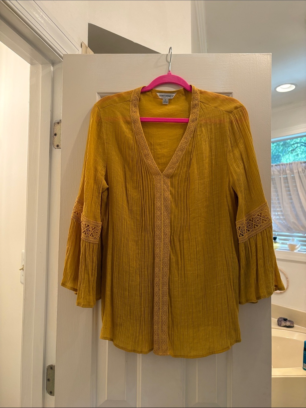 Counterparts Mustard Yellow Tunic with Crochet Trim